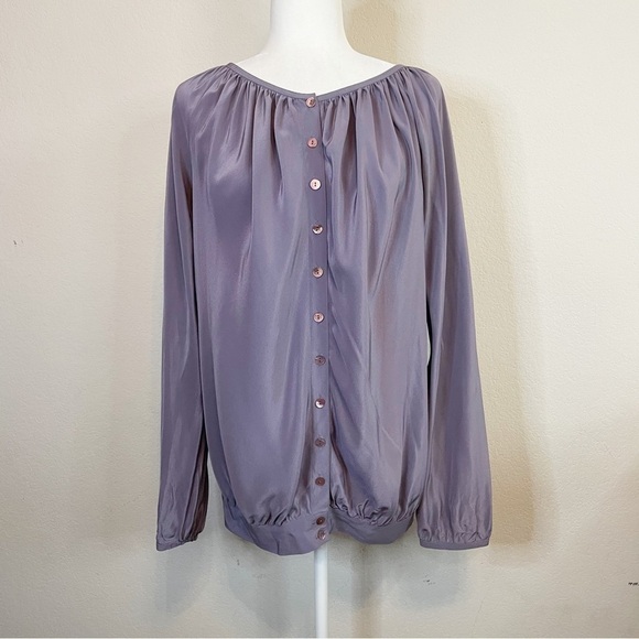 Charles Nolan New York Long Sleeve Button Front Silk Shirt Size Small - Picture 1 of 4